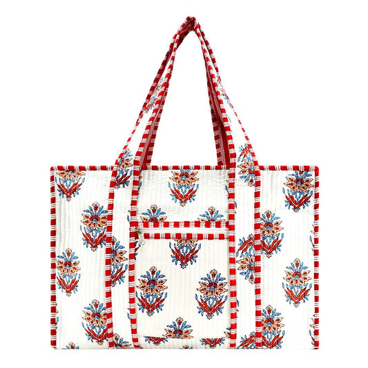 Cotton Block Print Tote Bag- Small & Large