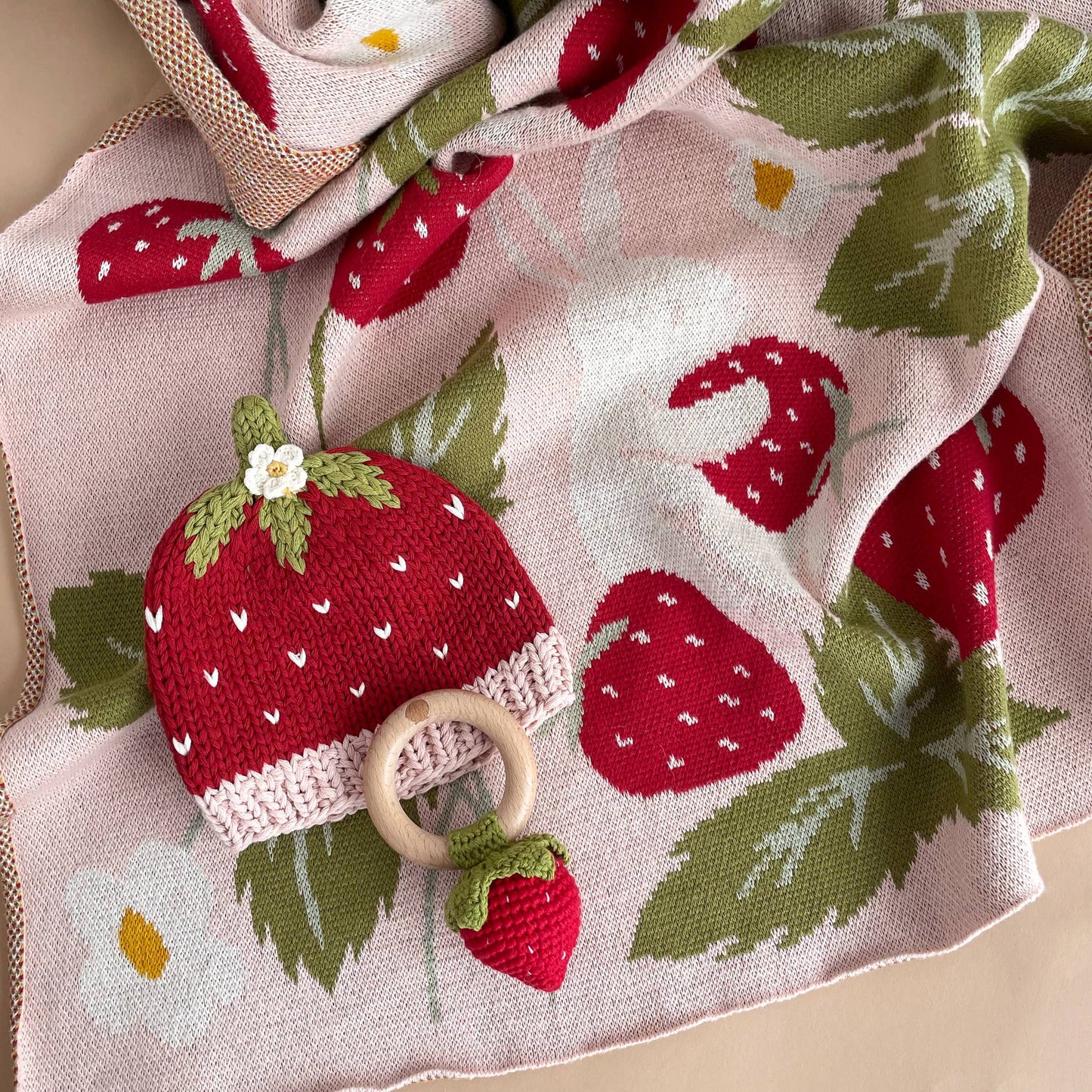 Blanket Strawberry Bunny Organic Baby Decor Spring Summer
