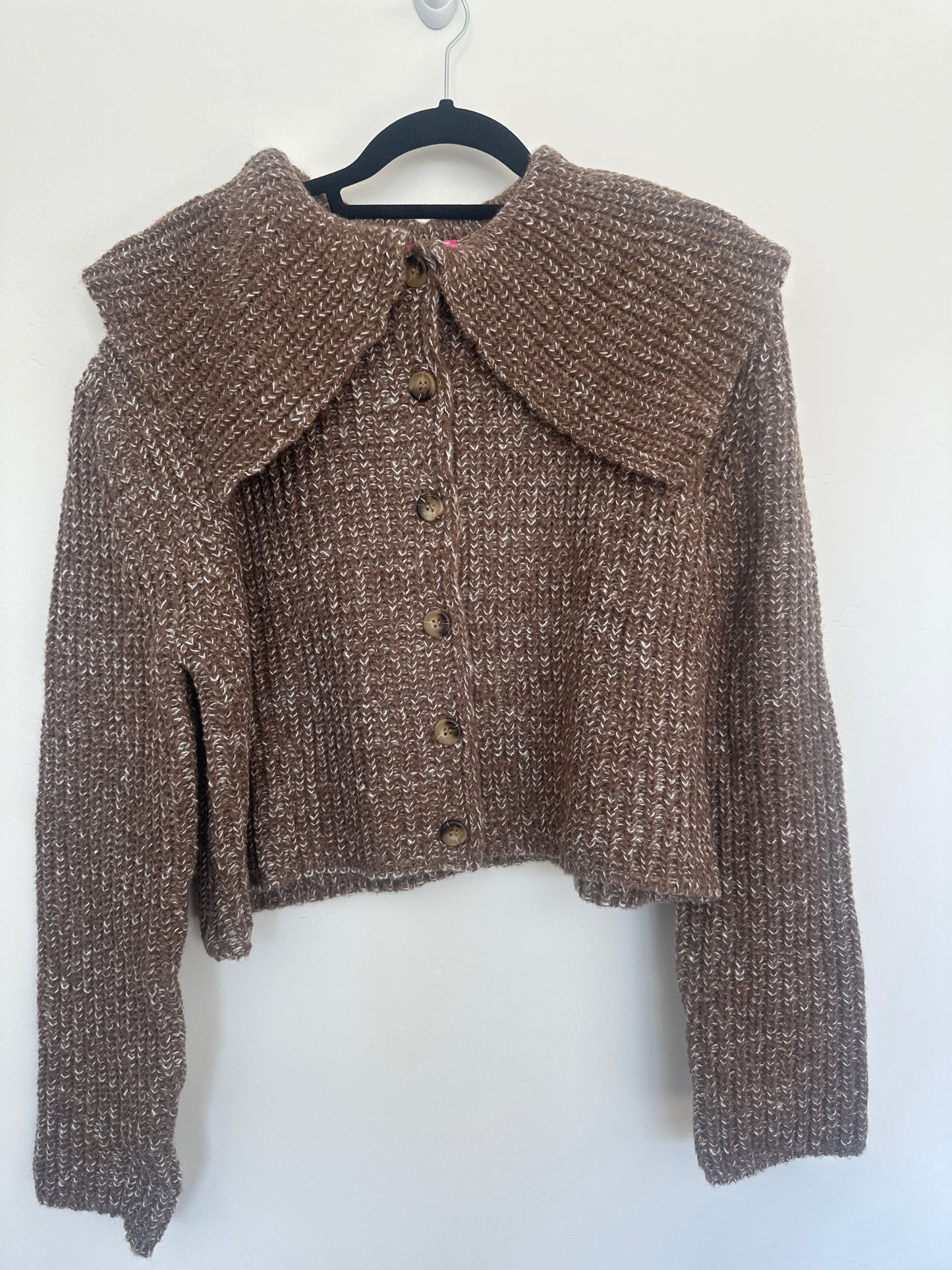 Cropped Knitted Collar Sweater