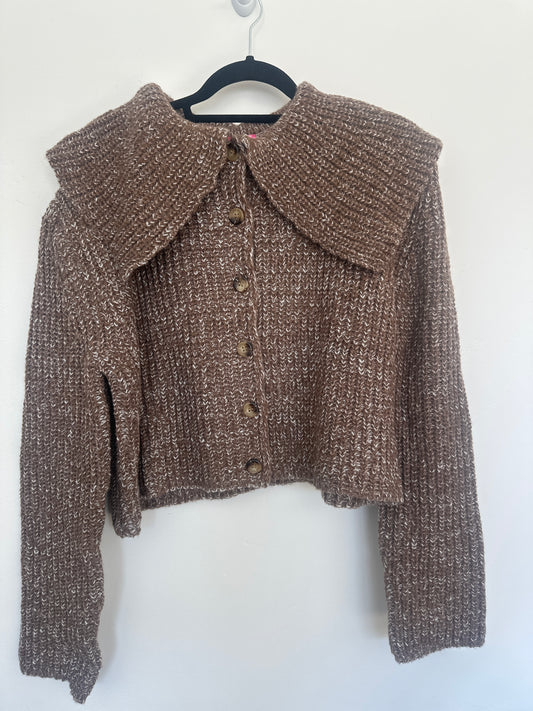 Cropped Knitted Collar Sweater