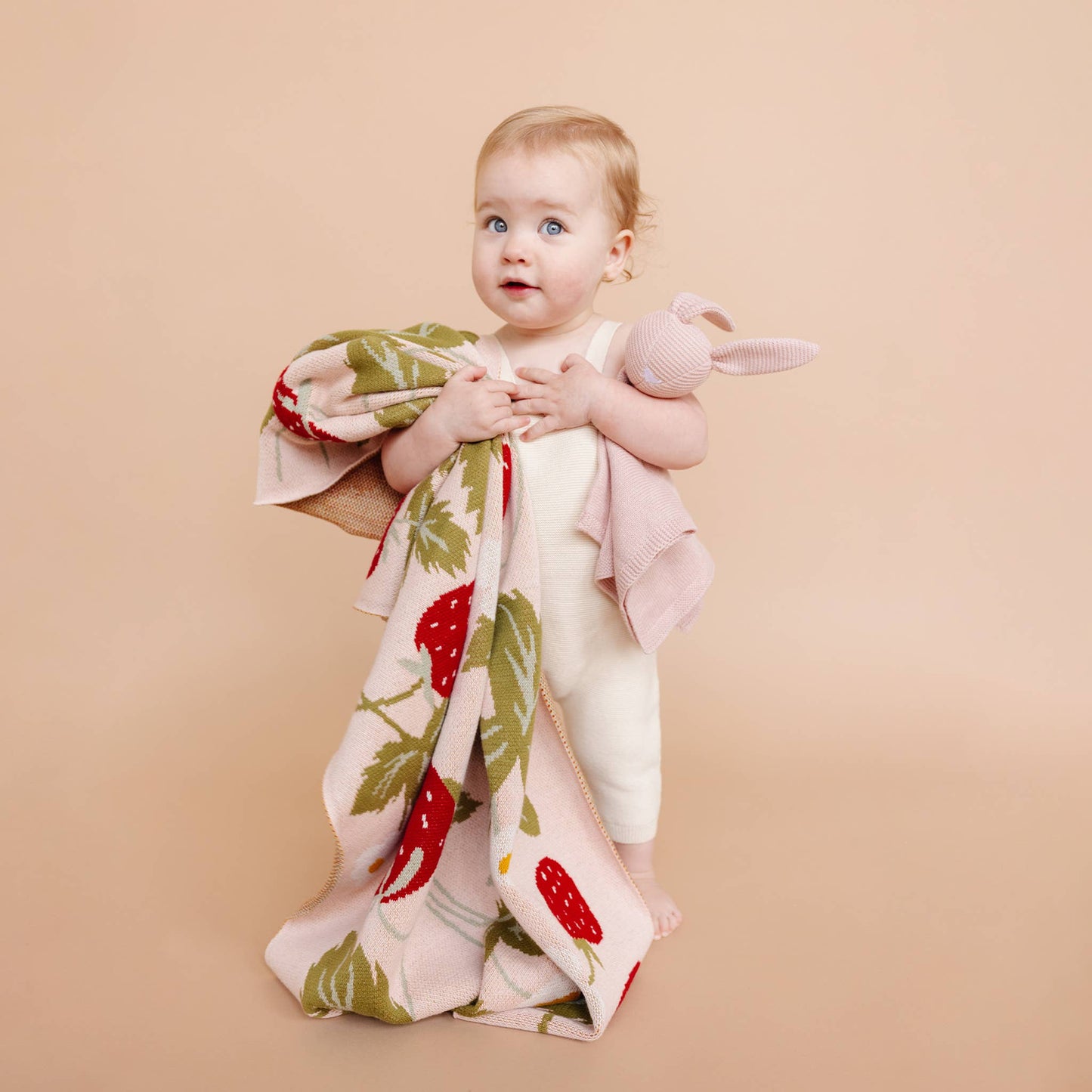 Blanket Strawberry Bunny Organic Baby Decor Spring Summer