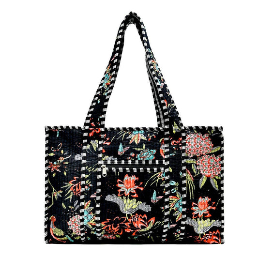 Cotton Block Print Tote Bag- Small & Large