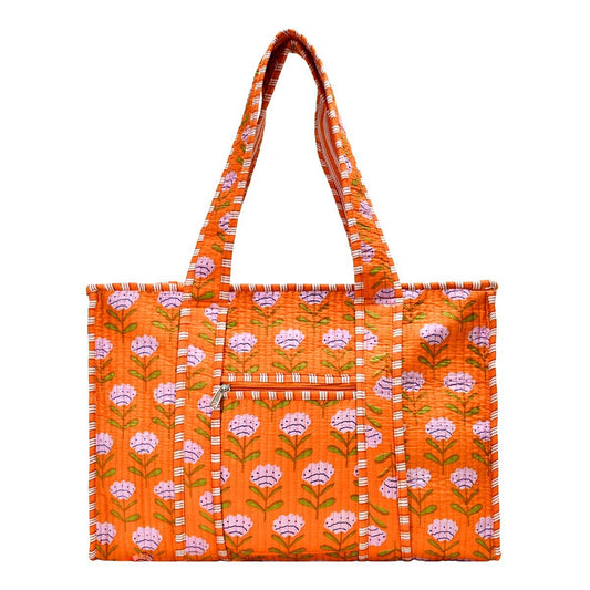 Cotton Block Print Tote Bag- Small & Large