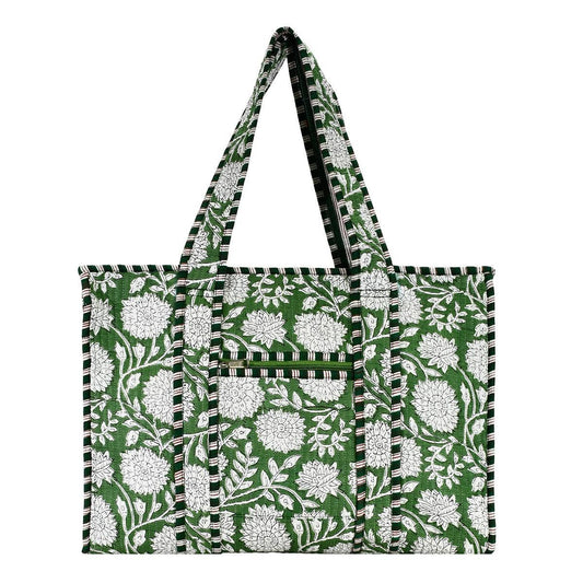 Cotton Block Print Tote Bag- Small & Large