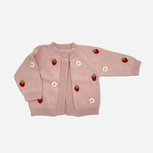 Cotton Strawberry Flower Cardigan Baby Sweater Spring Summer