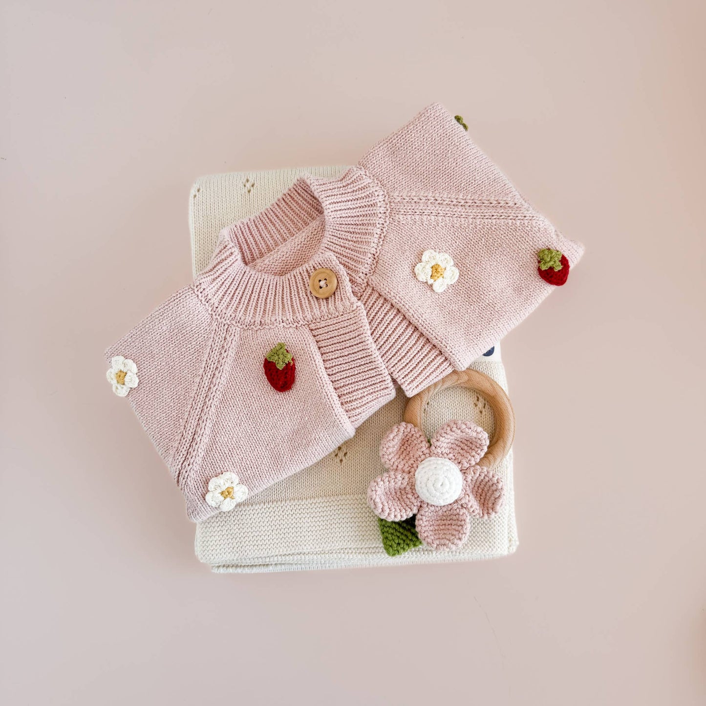 Cotton Strawberry Flower Cardigan Baby Sweater Spring Summer