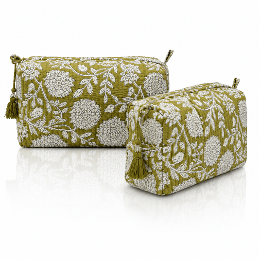 Cotton Block Print Pouch Set- 2 in a Set