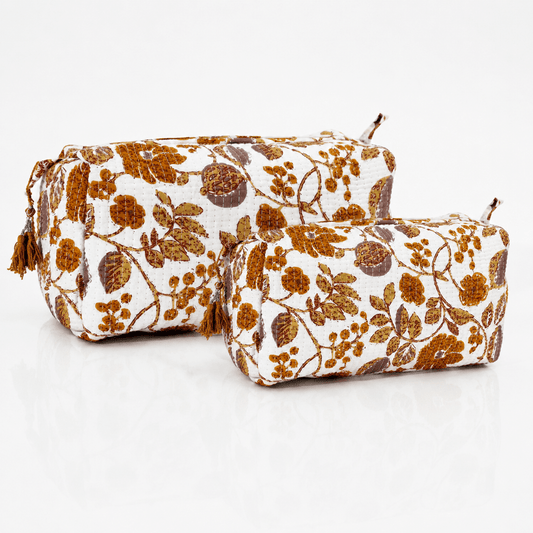 Cotton Block Print Pouch Set- 2 in a Set