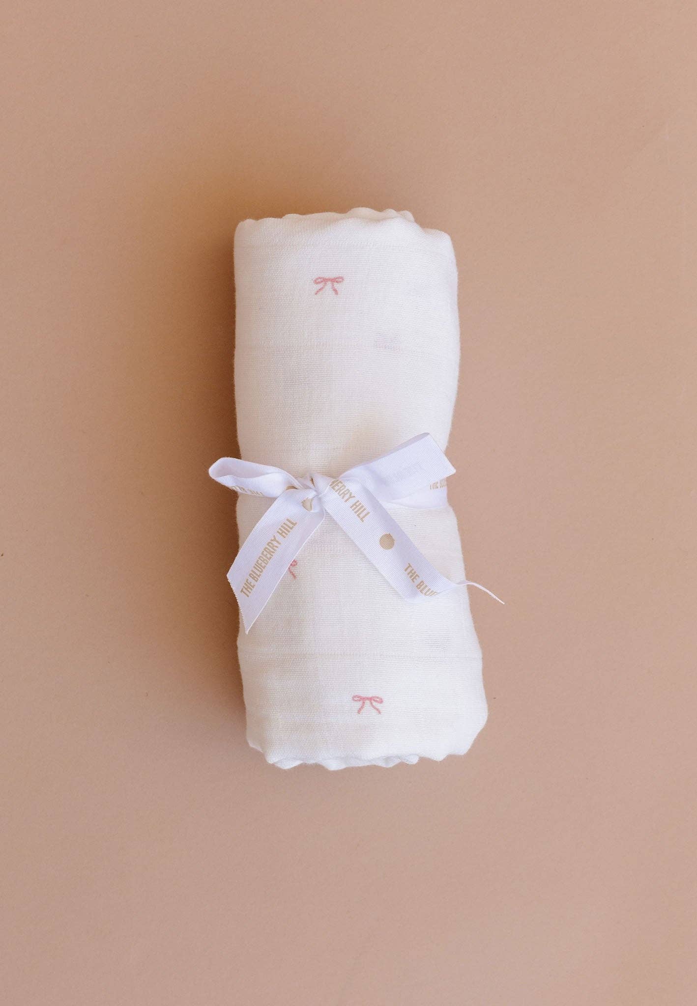Swaddle Pink Bow Baby Girl Organic Cotton Muslin Gift