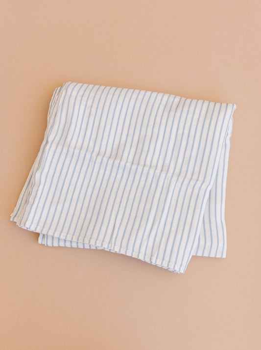 Swaddle Blue Stripe Baby Organic Cotton Muslin Blanket Gift