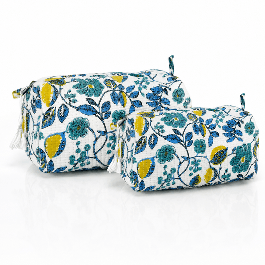 Cotton Block Print Pouch Set- 2 in a Set