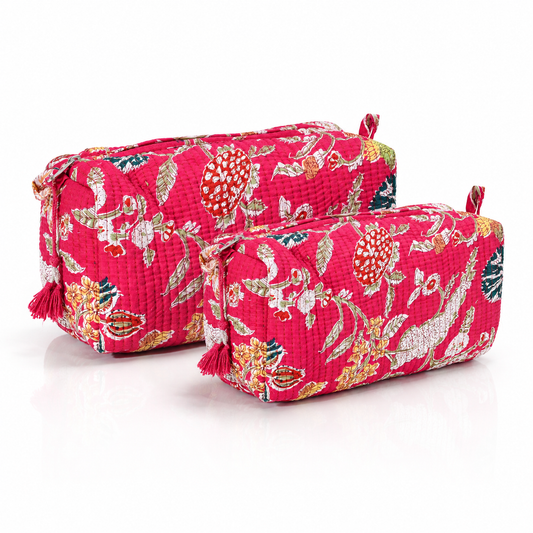 Cotton Block Print Pouch Set- 2 in a Set