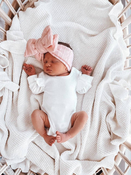 KNIT OVERSIZED BOW - BABY PINK