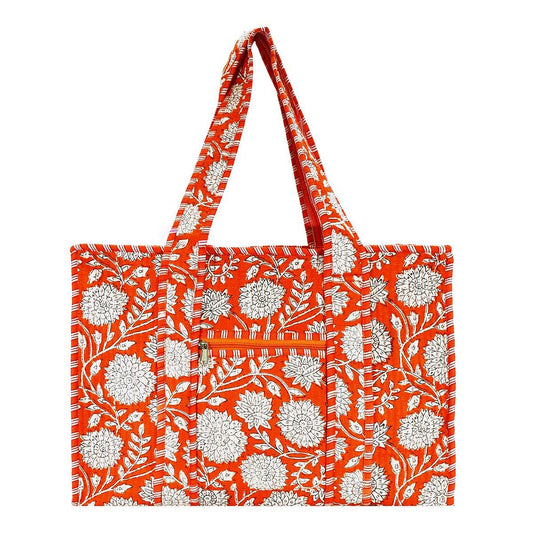 Cotton Block Print Tote Bag- Small & Large