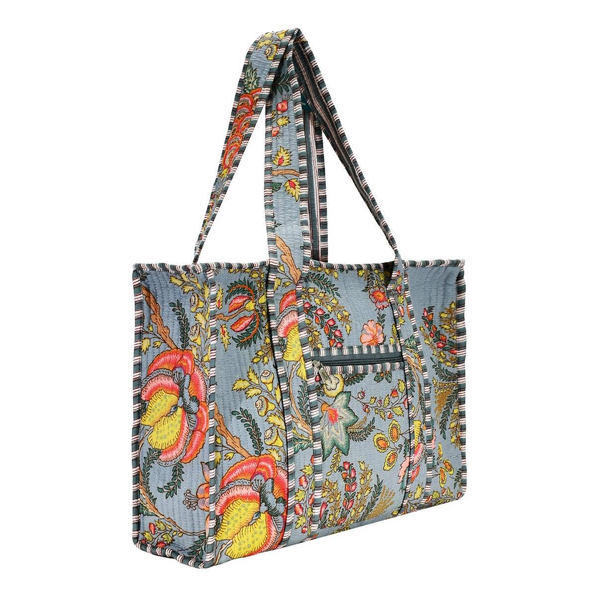 Cotton Block Print Tote Bag- Small & Large