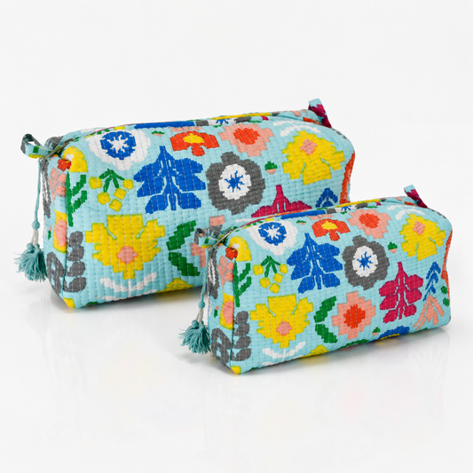 Cotton Block Print Pouch Set- 2 in a Set