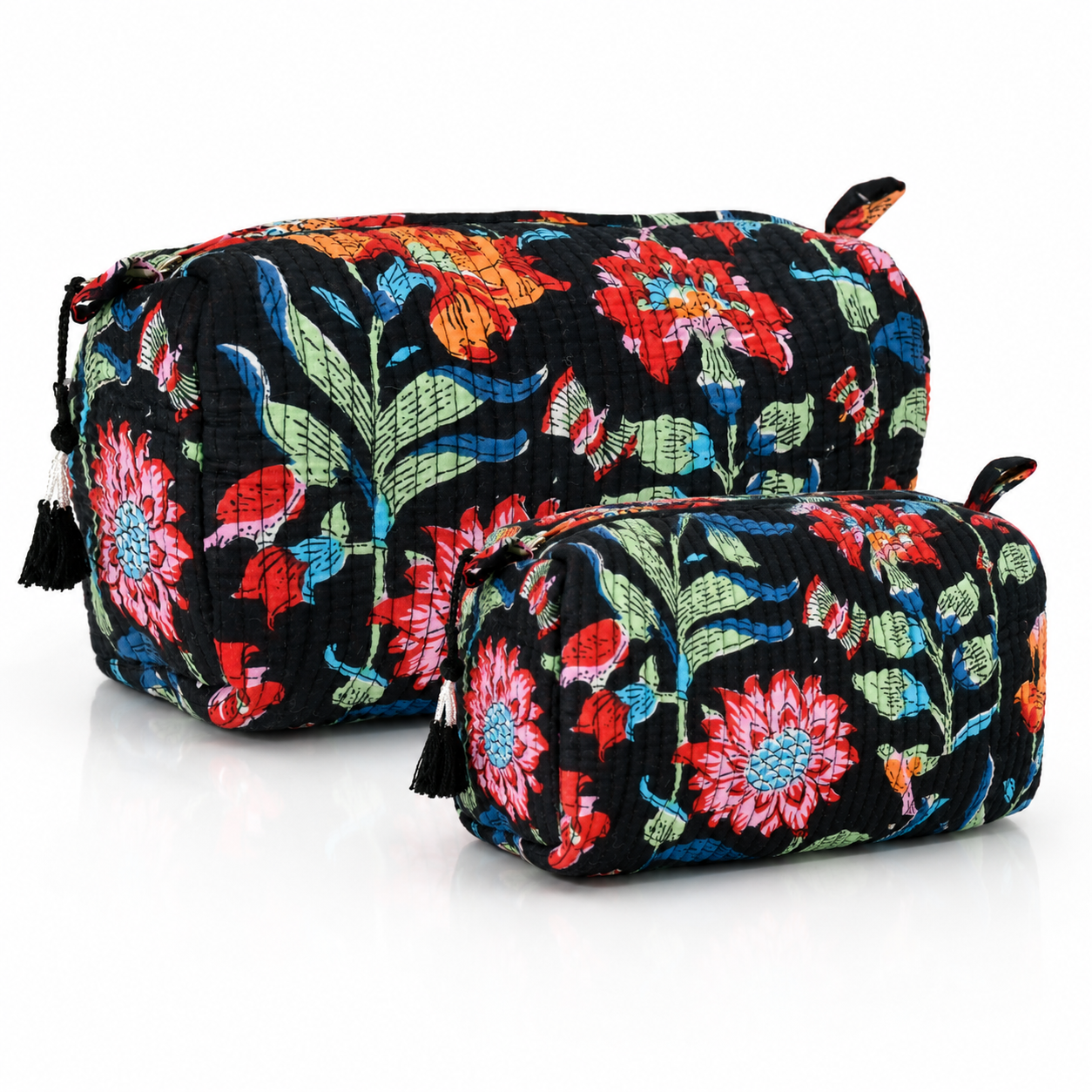 Cotton Block Print Pouch Set- 2 in a Set