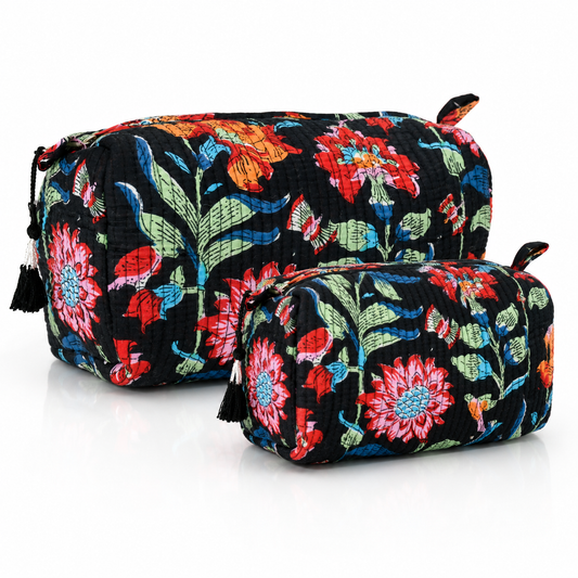 Cotton Block Print Pouch Set- 2 in a Set