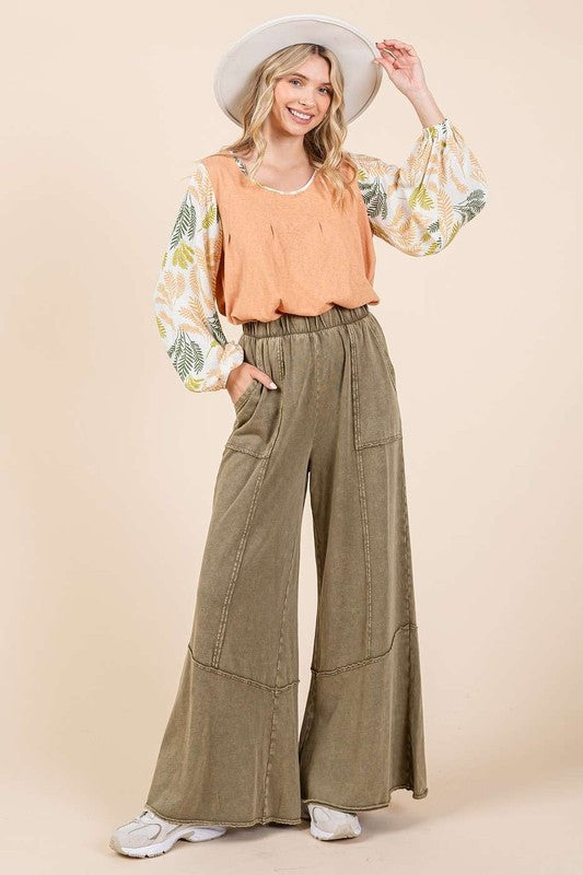 Mineral Wash Wide Leg Pant