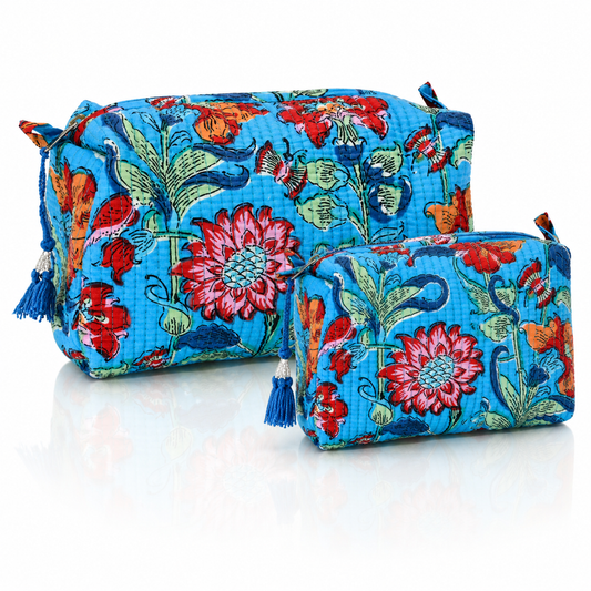 Cotton Block Print Pouch Set- 2 in a Set
