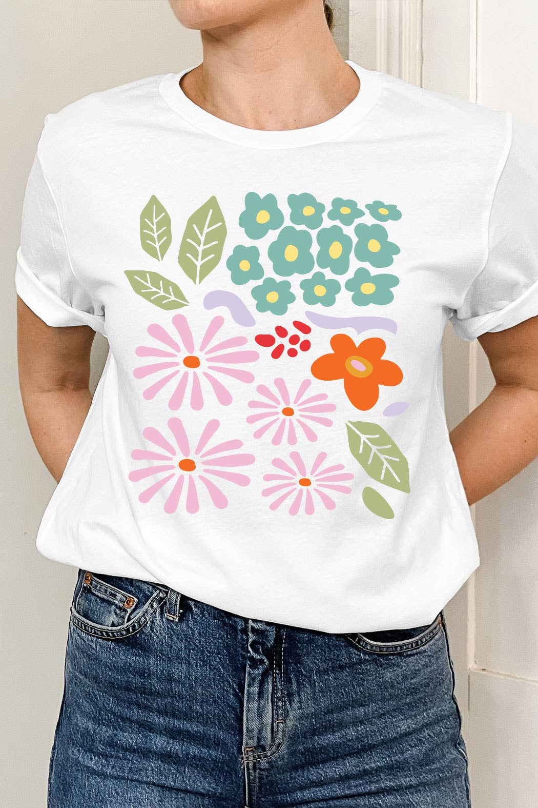 Abstract Floral Basic Graphic Tee