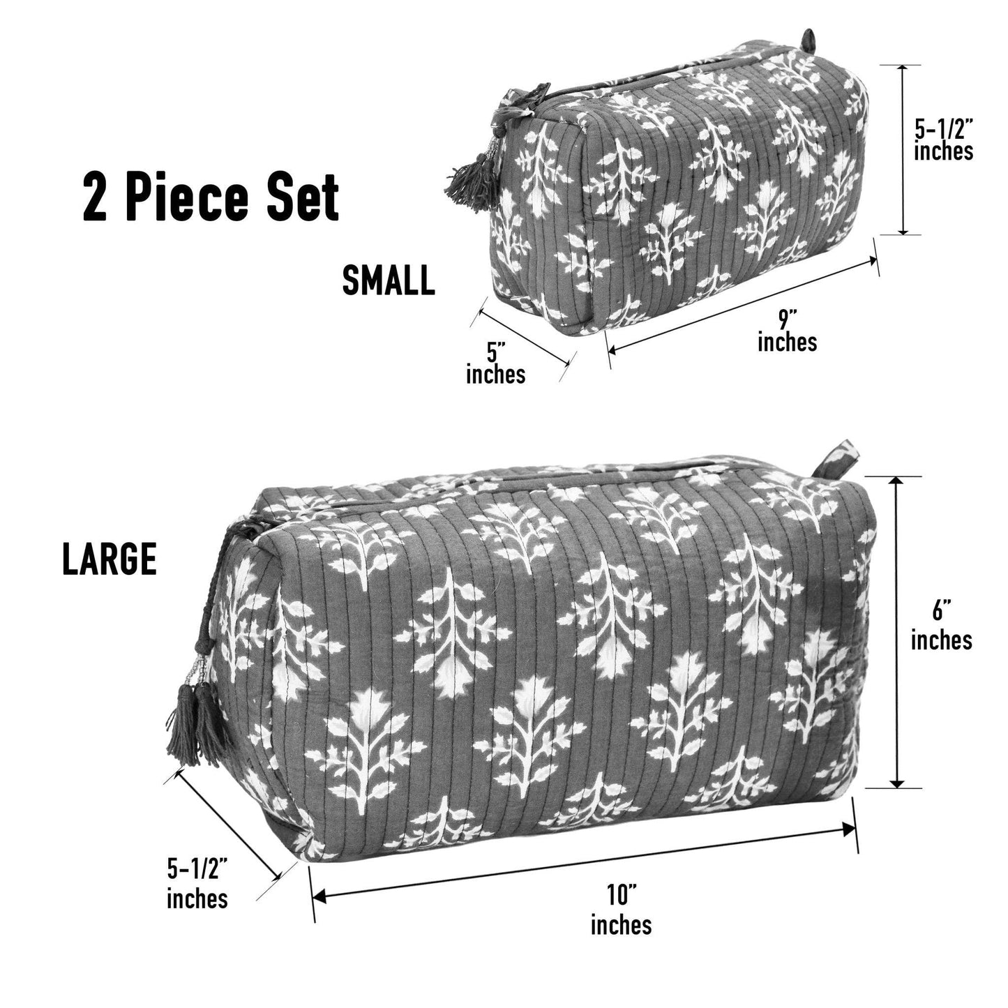 Cotton Block Print Pouch Set- 2 in a Set