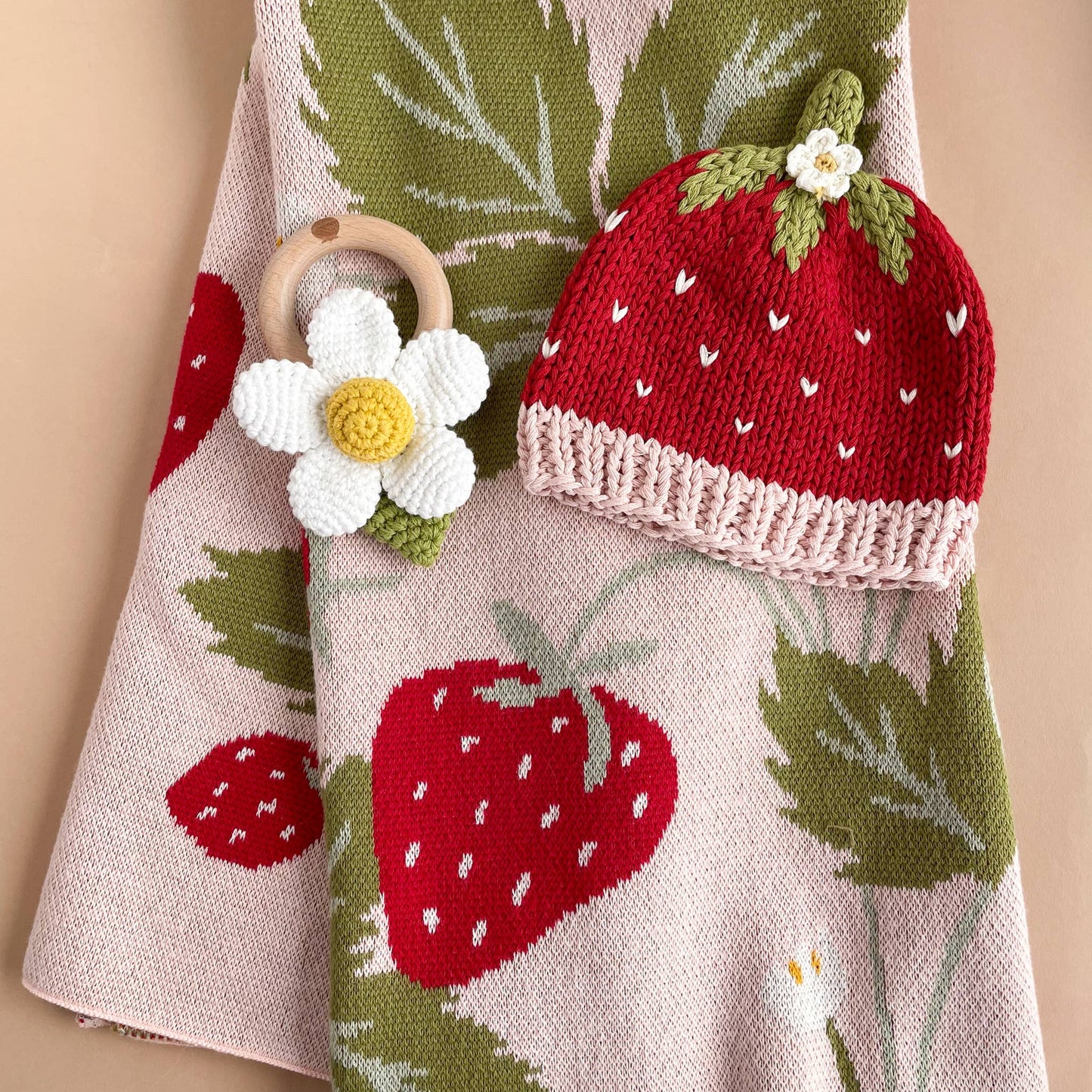 Blanket Strawberry Bunny Organic Baby Decor Spring Summer