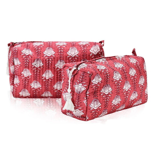 Cotton Block Print Pouch Set- 2 in a Set