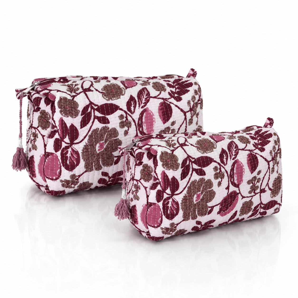 Cotton Block Print Pouch Set- 2 in a Set