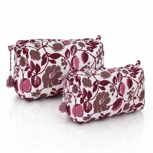 Cotton Block Print Pouch Set- 2 in a Set