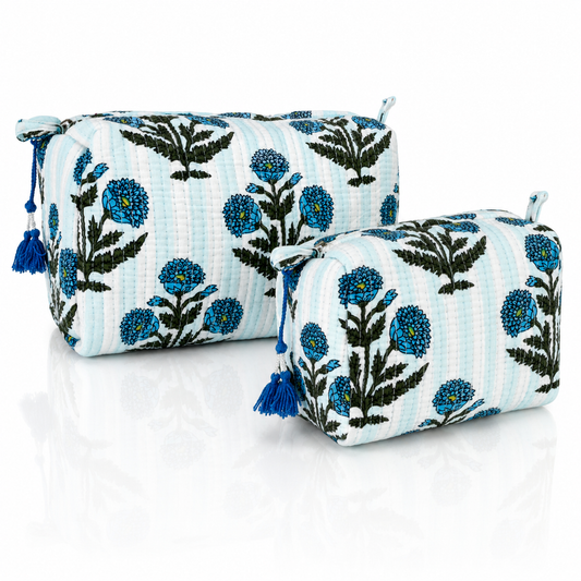 Cotton Block Print Pouch Set- 2 in a Set